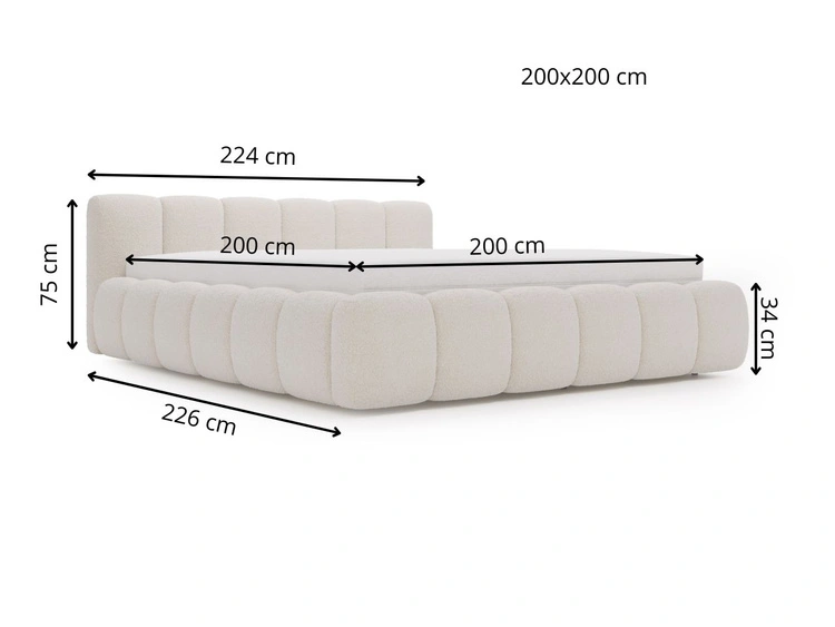 Łóżko tapicerowane bez pojemnika ze stelażem 200x200 Cloud Low Beżowe