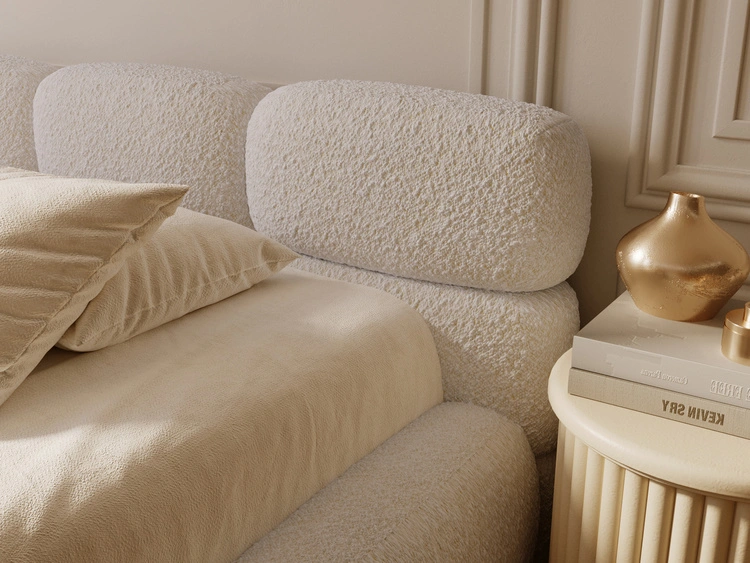 Łóżko tapicerowane z pojemnikiem i stelażem 160x200 Sweet Low Beżowe