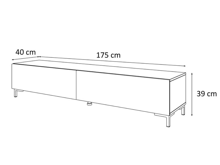 Szafka RTV pod telewizor z drzwiczkami na czarnych 175 cm Sorelle Czarny mat