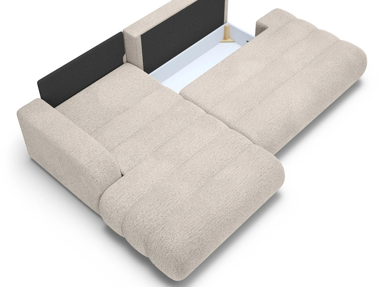 Narożnik L z funkcją spania i pojemnikiem Lisso lewy Kremowy