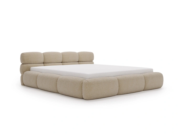 Łóżko tapicerowane z pojemnikiem i stelażem 120x200 Sweet Low Beżowe ciemne