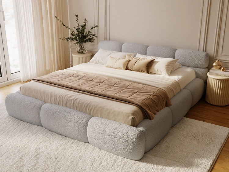 Łóżko tapicerowane z pojemnikiem i stelażem 120x200 Sweet Low Szare