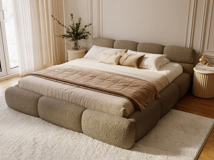 Łóżko tapicerowane z pojemnikiem i stelażem 160x200 Sweet Low Brązowe